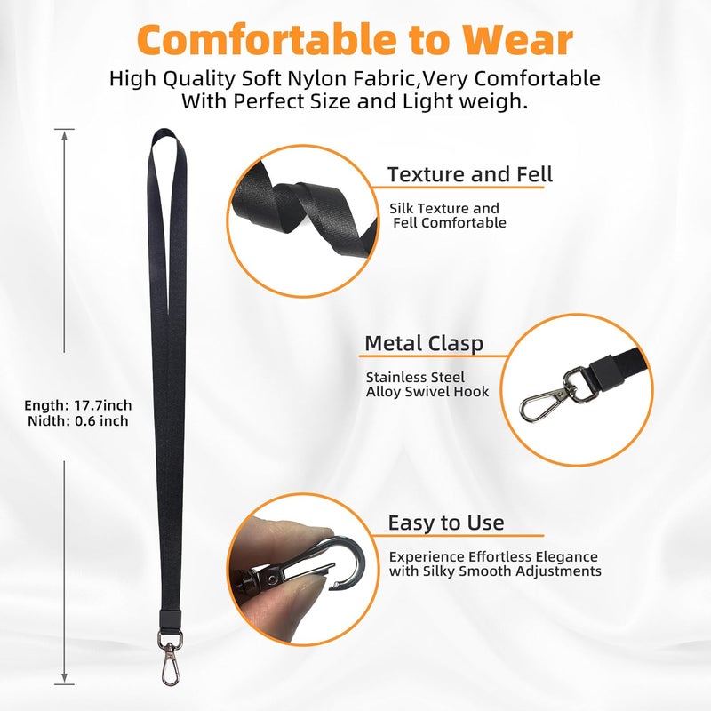 Oretgie 2 Pack Lanyards for ID Badges - Durable Lanyards for Keys, Black Key Lanyard with ID Holder for Men and Women,Clip & Buckle Badge Holder with Lanyard - Image 3